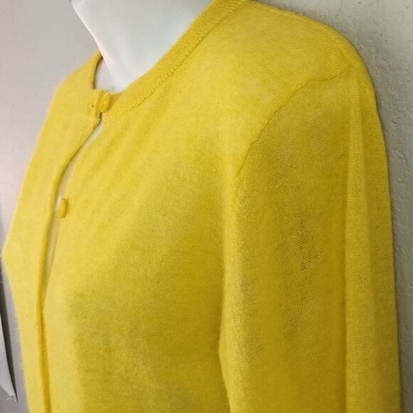 Zara Womens Alpaca/Wool Blend Yellow Button Up Long Sleeve Knit Cardigan Sz L - Picture 6 of 14
